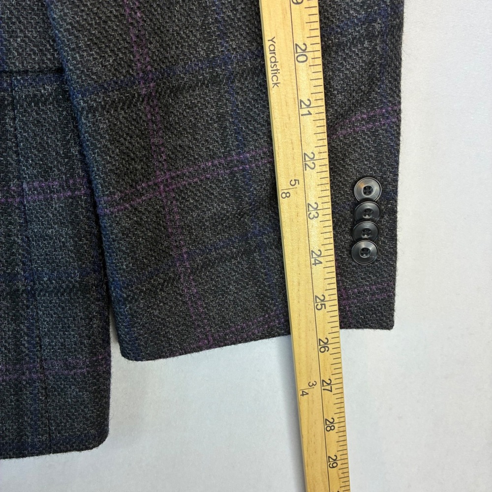 Jos. A. Bank Blazer Jacket Men 44R Grey Purple‎ Windowpane 1905 Sport Coat Moon - Picture 9 of 12